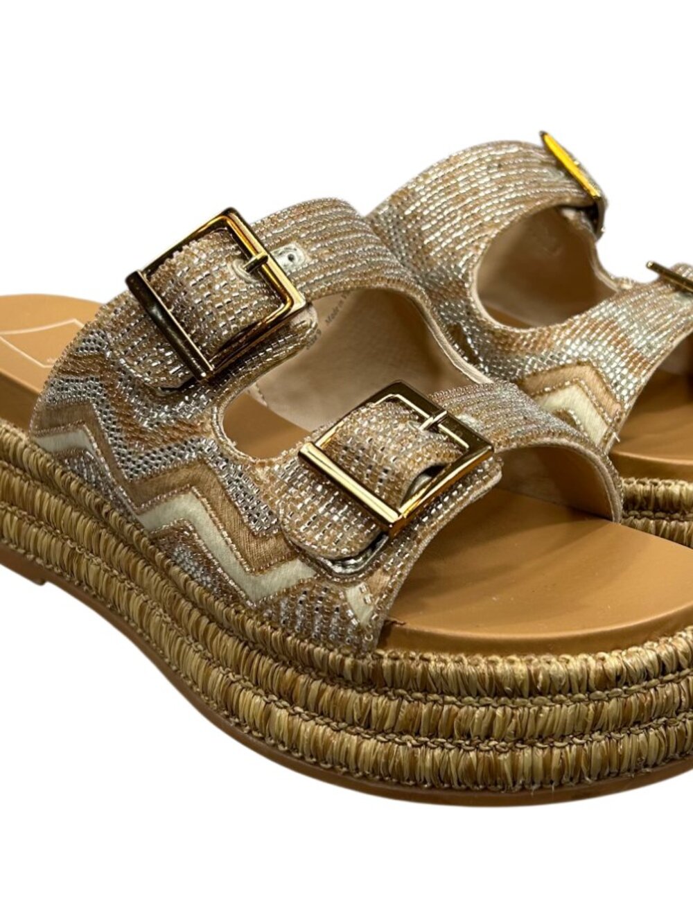 Dolce Vita Wixie Gold Beaded Chunky Espadrille Platform Sandals Size 9